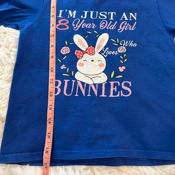 Just an 8 year old who loves bunnies shirt. Size XS, royal blue - Picture 4 of 9